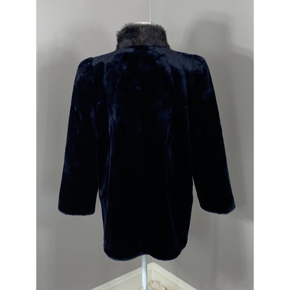 Vintage 80s 90s Black Plush Faux Fur Mink Coat Punk BarbieCore GlamRock Winter - Picture 5 of 11